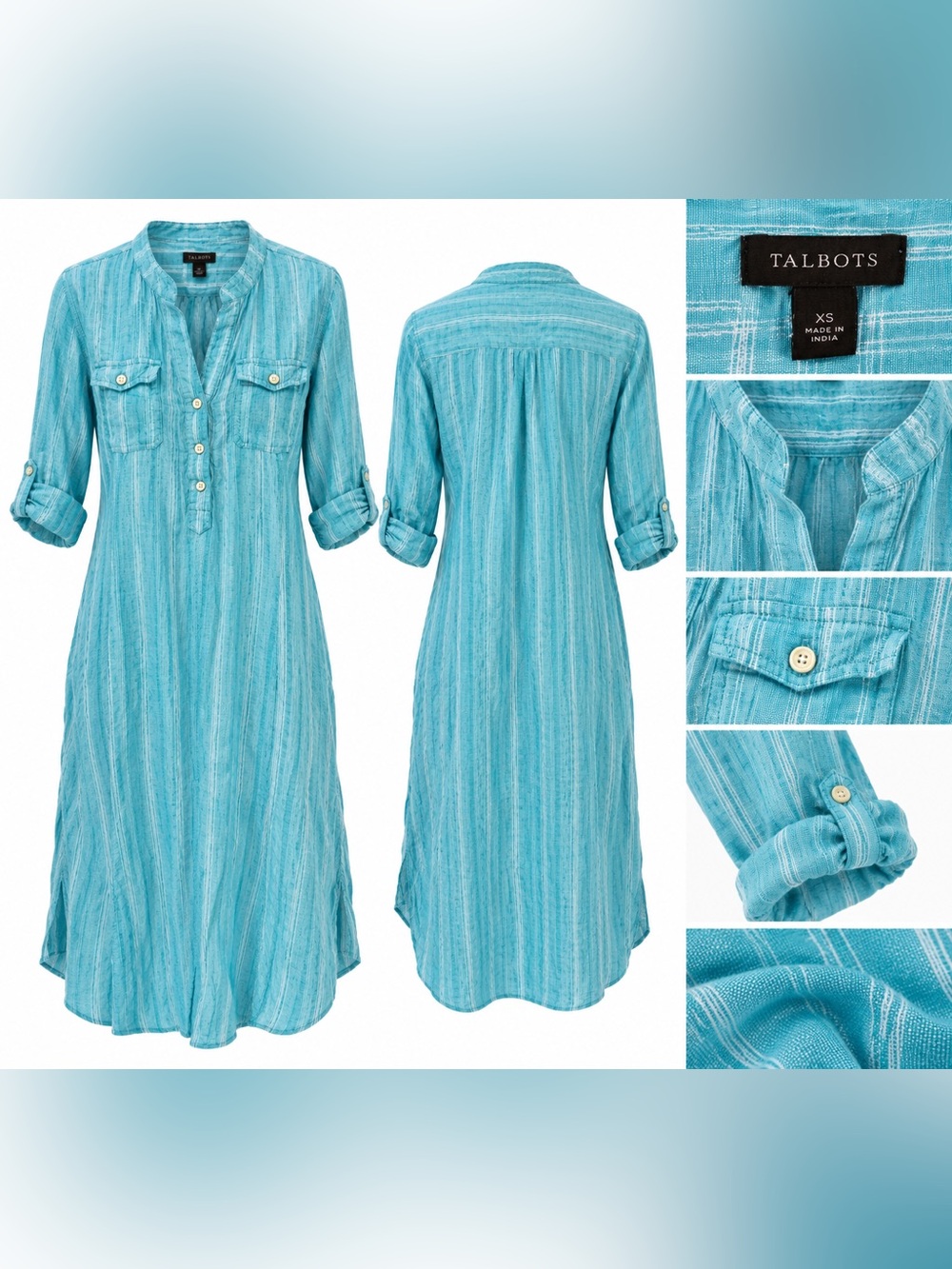Talbots Turquoise Striped Tunic Shirt โ Size XS